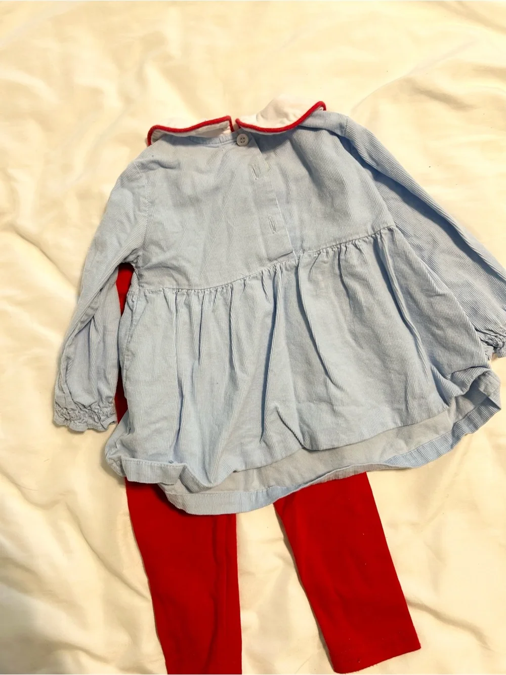 Blue Corduroy Santa Leggings Set